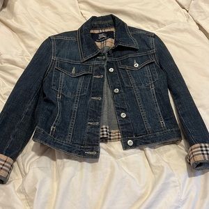 Burberry jean jacket for kids. Size 8 but runs small. Would fit more like a 5/6